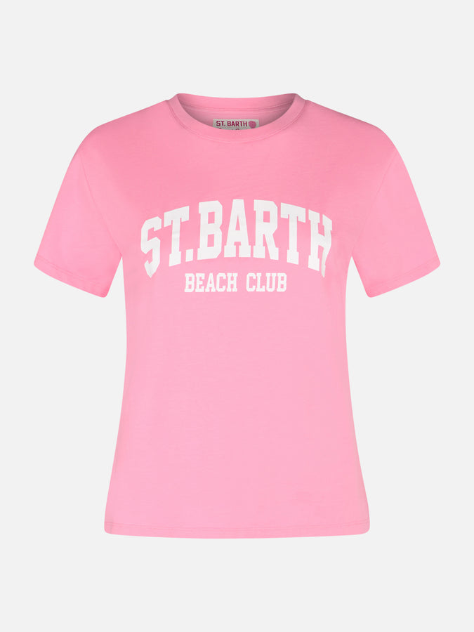 Mc2 Saint Barth T-shirt da donna girocollo Emilie in jersey di cotone con stampa Saint Barth Beach Club Convenienza
