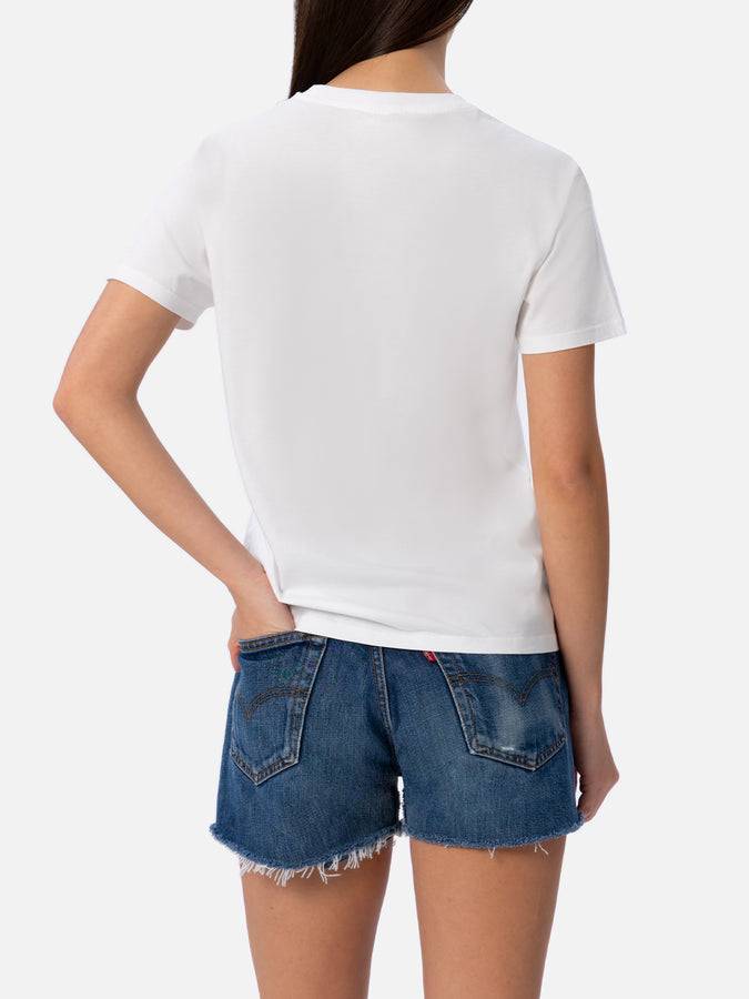 Mc2 Saint Barth T-shirt da donna girocollo Emilie in jersey di cotone con ricamo I need a Toy not a Boy Sconto