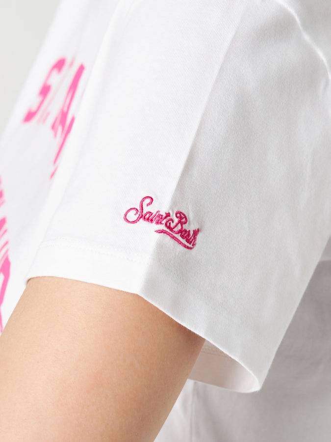 Mc2 Saint Barth T-shirt da donna in cotone con stampa St. Barth Padel Club Offerta