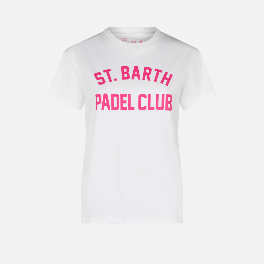 Mc2 Saint Barth T-shirt da donna in cotone con stampa St. Barth Padel Club Offerta