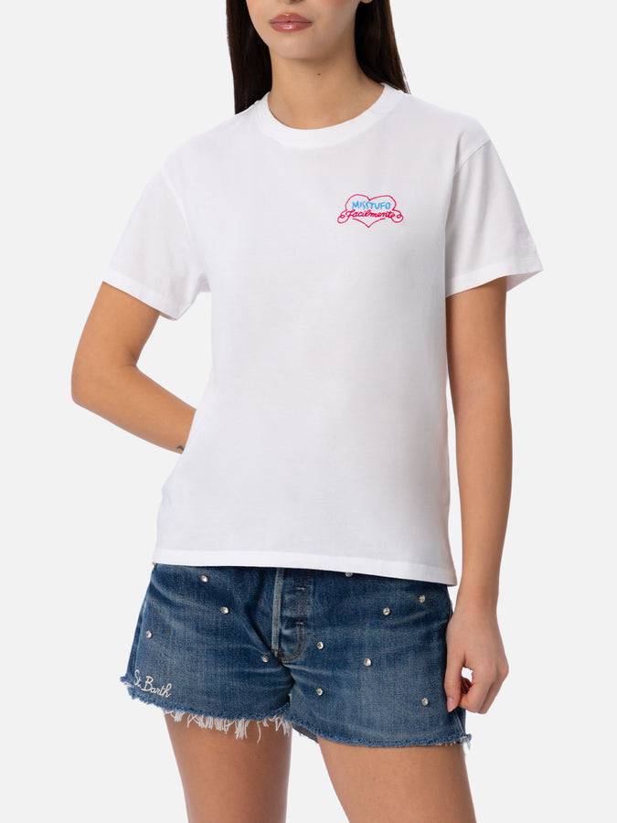 Mc2 Saint Barth T-shirt da donna girocollo Emilie in jersey di cotone con ricamo Misstufo Facilmente Economico