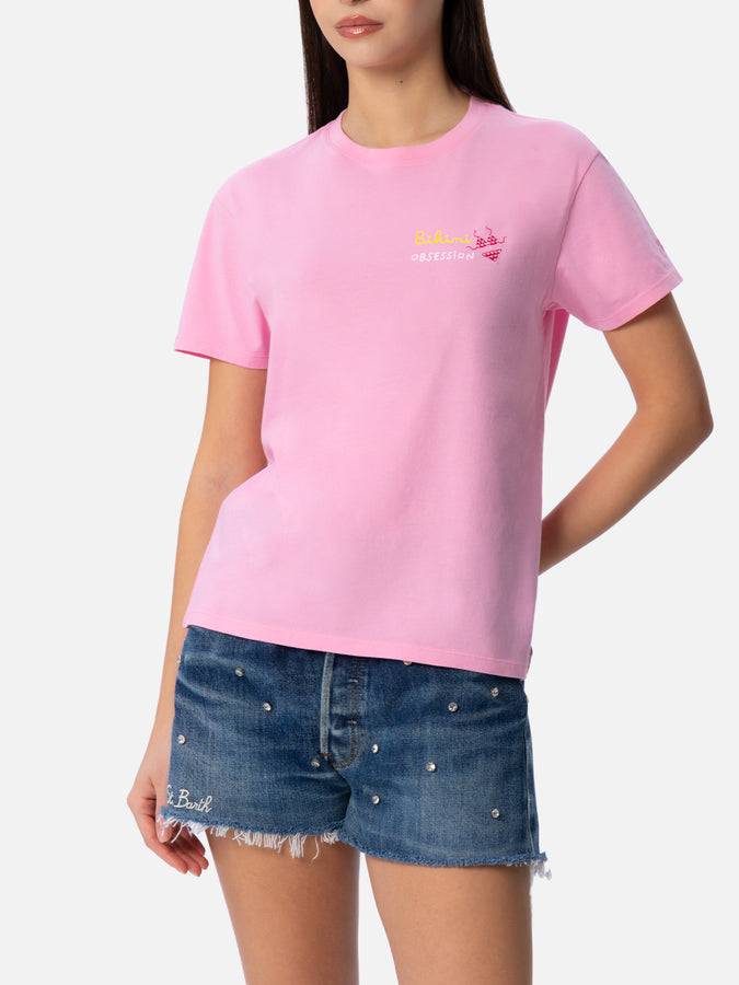 Mc2 Saint Barth T-shirt da donna girocollo Emilie in jersey di cotone con ricamo Bikini Obsession In Vendita