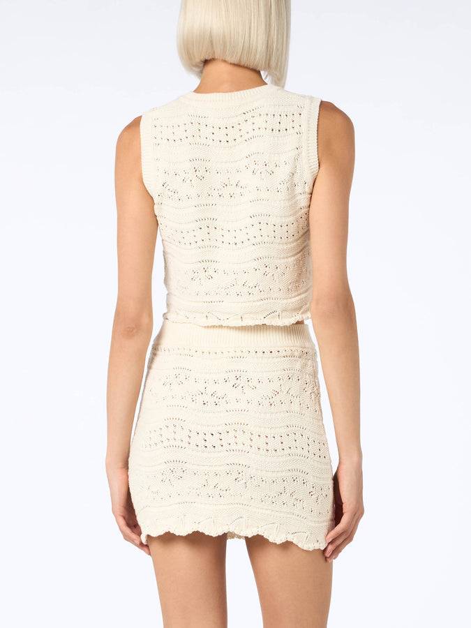 Mc2 Saint Barth Woman sleeveless cotton knit top Peach Vendita Economica