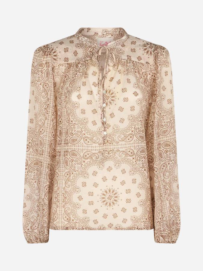 Mc2 Saint Barth Woman silk voile blouse Harper with bandanna print I Più Venduti