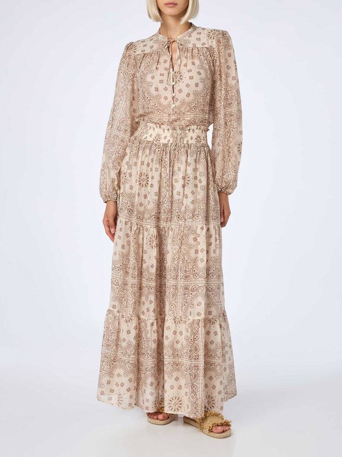 Mc2 Saint Barth Woman silk voile pleated long skirt Cheyenne Vendite Flash