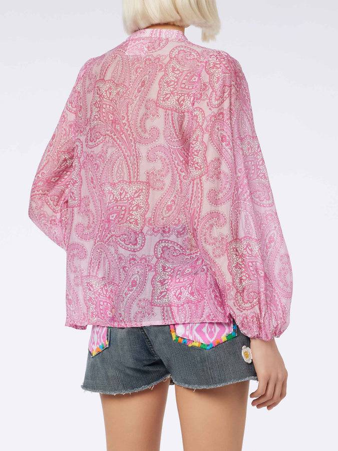 Mc2 Saint Barth Blusa da donna in voile di seta paisley Harper Nuova