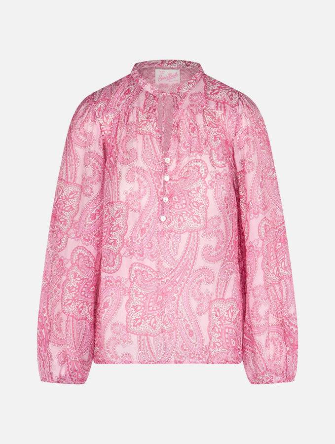 Mc2 Saint Barth Blusa da donna in voile di seta paisley Harper Nuova