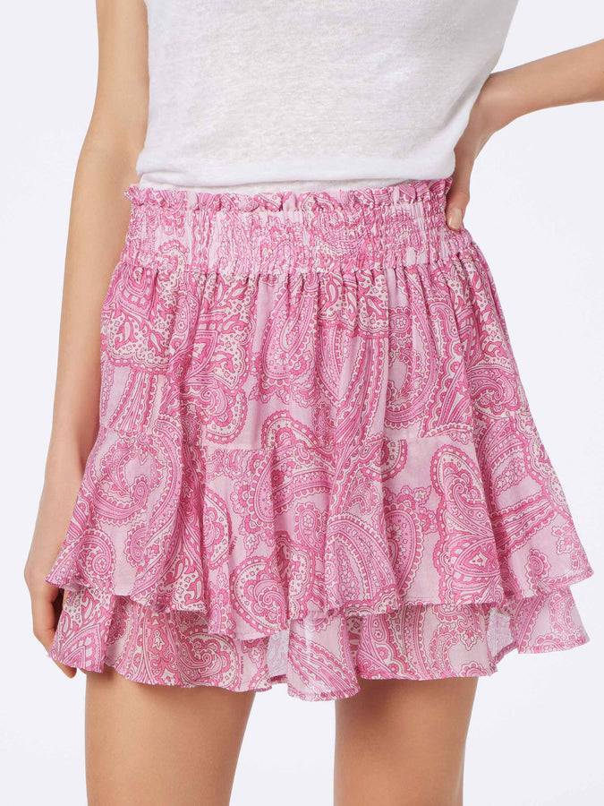 Mc2 Saint Barth Minigonna da donna con volant in voile di seta paisley Moda