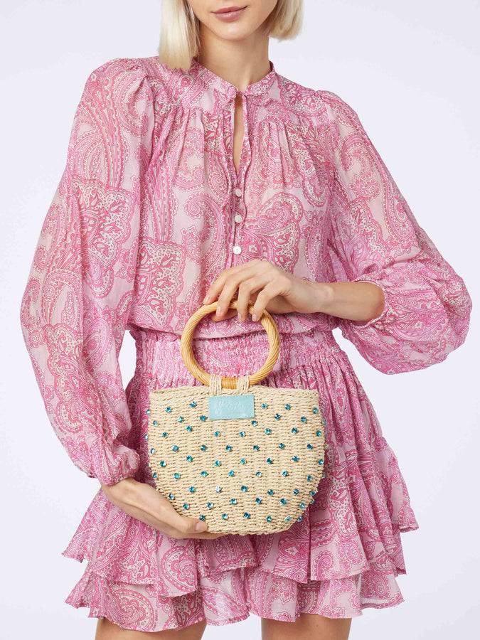 Mc2 Saint Barth Minigonna da donna con volant in voile di seta paisley Moda