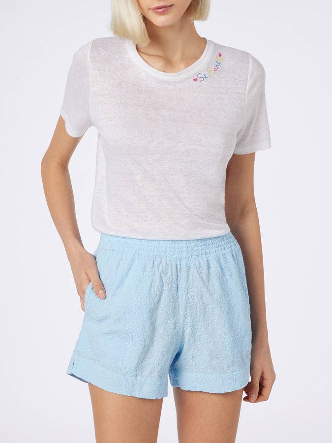 Mc2 Saint Barth Pantaloncini da donna pull up in cotone Sangallo Meave Italy