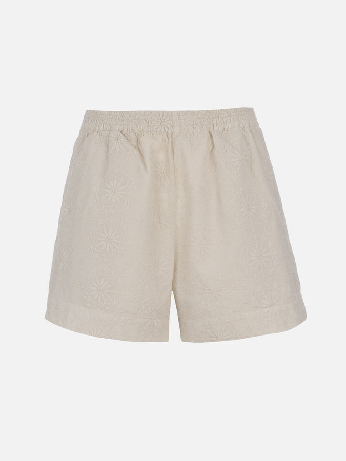 Mc2 Saint Barth Pantaloncini da donna pull up in cotone Sangallo Meave Spedizione Gratuita
