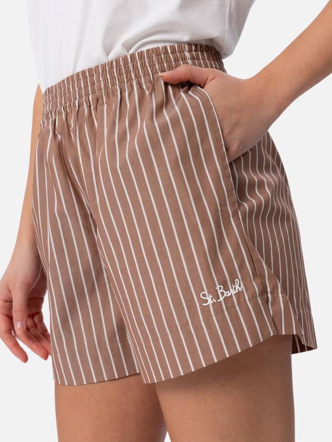 Mc2 Saint Barth Pantaloncini da donna pull up in cotone rigato Meave Soddisfazione Garantita