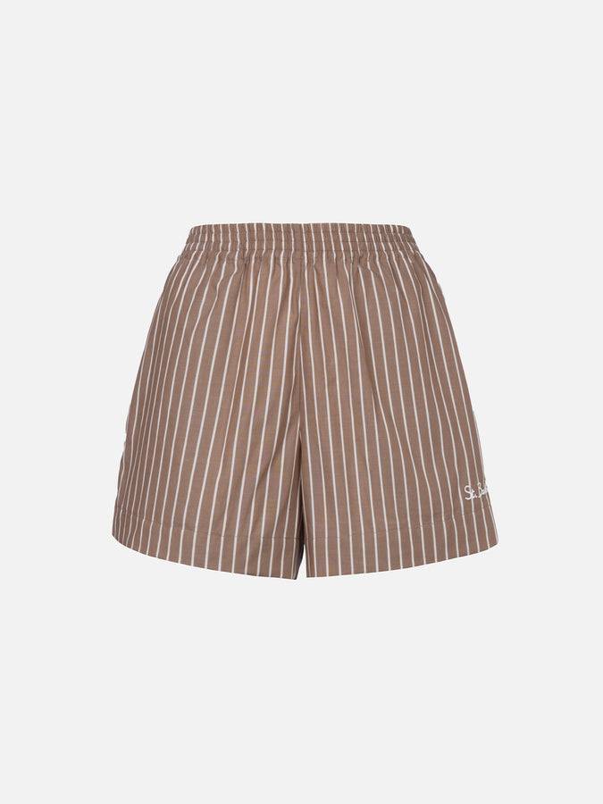 Mc2 Saint Barth Pantaloncini da donna pull up in cotone rigato Meave Soddisfazione Garantita