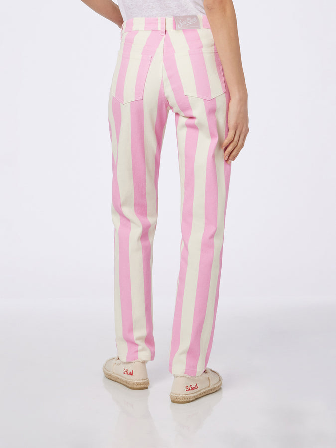Mc2 Saint Barth Denim da donna stampa Belleville rosa a righe Promozione Limitata