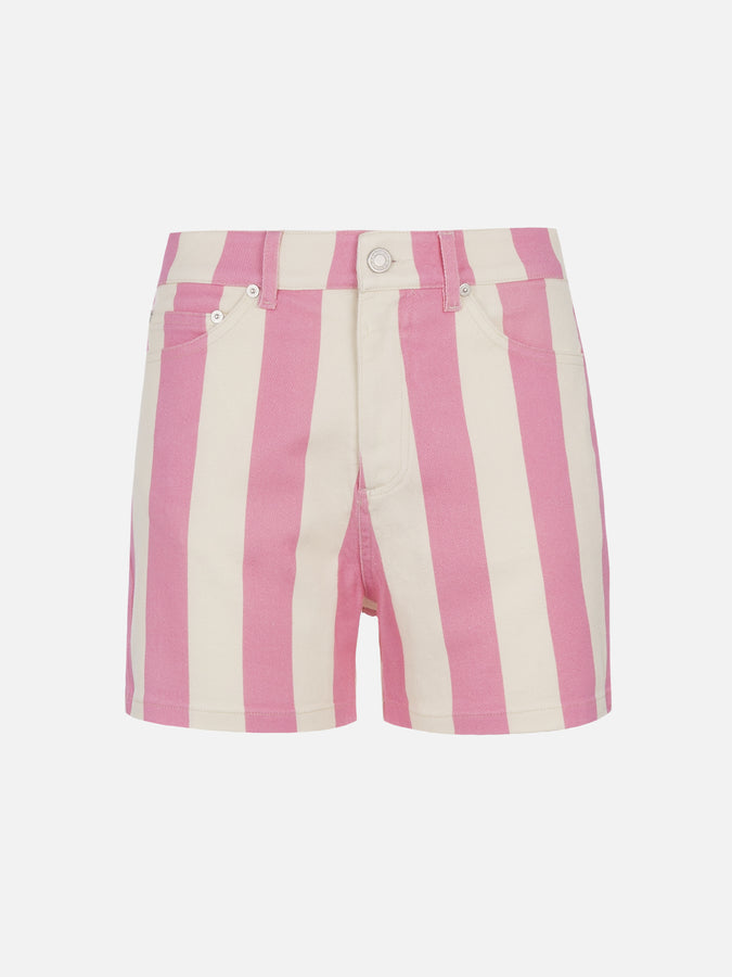 Mc2 Saint Barth Bermuda da donna Cancun in denim stampa righe rosa Fino Al -60%