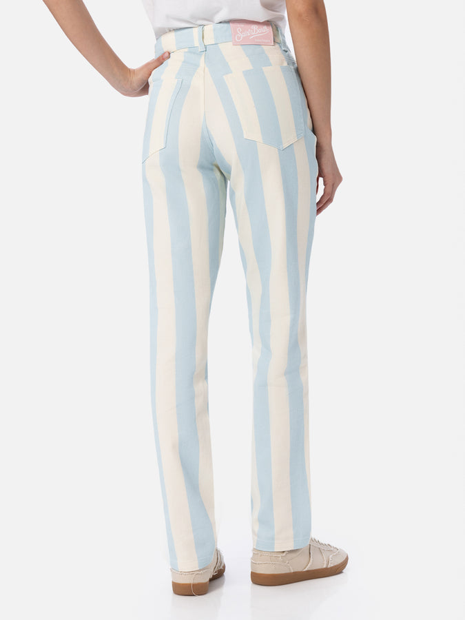Mc2 Saint Barth Denim da donna stampa a righe azzurro Belleville Shopping Online