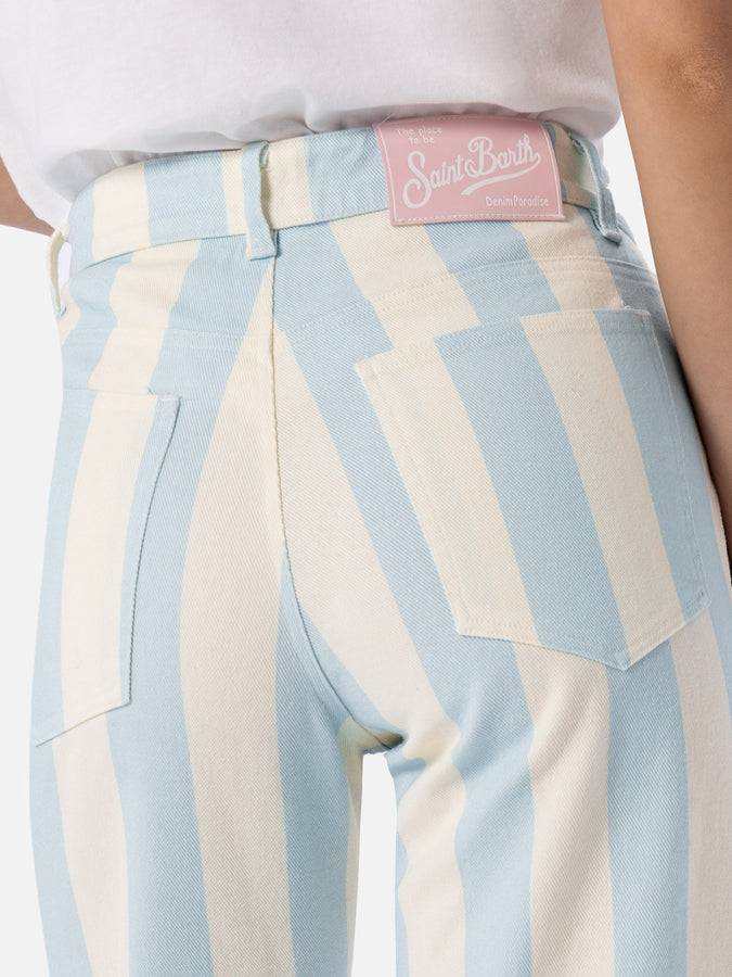 Mc2 Saint Barth Denim da donna stampa a righe azzurro Belleville Shopping Online