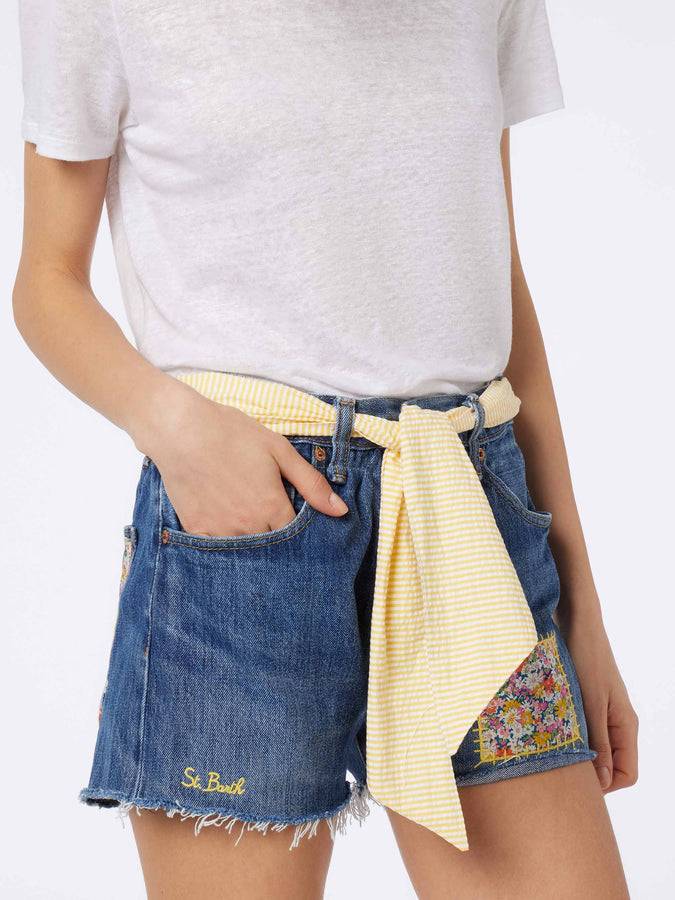 Mc2 Saint Barth Pantaloncini in denim da donna Libby | REALIZZATO CON TESSUTO LIBERTY Prezzo Ridotto