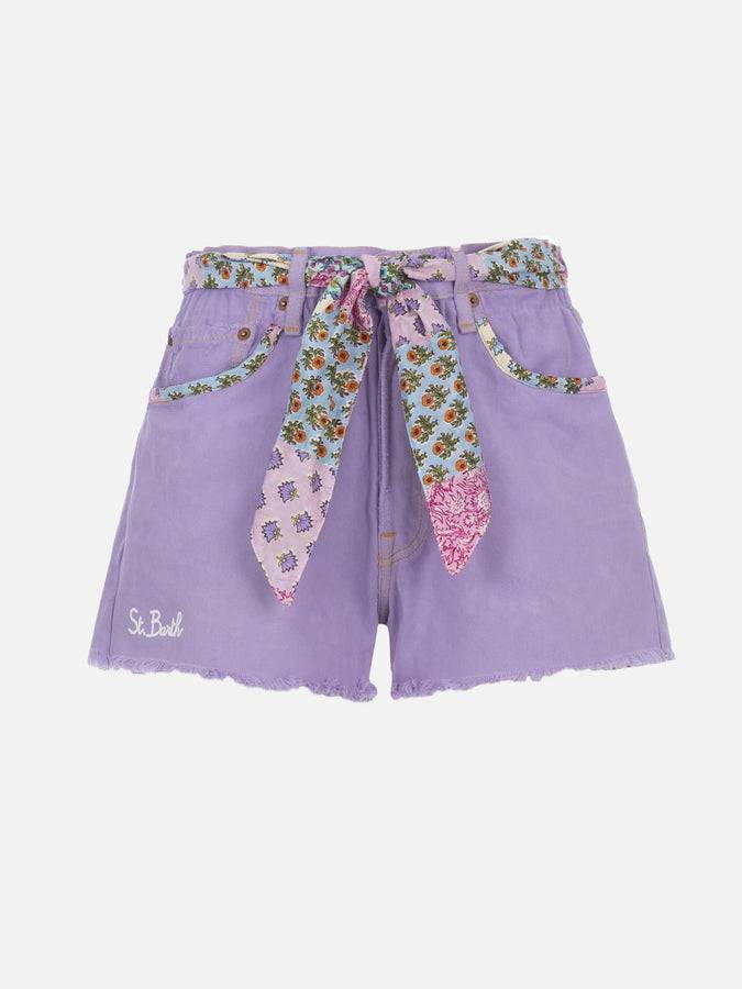 Mc2 Saint Barth Pantaloncini da donna in denim riciclatoo con toppe Presa