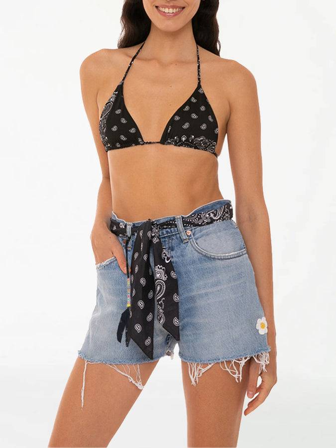 Mc2 Saint Barth Pantaloncini da donna in denim rigenerato con ricami Economico