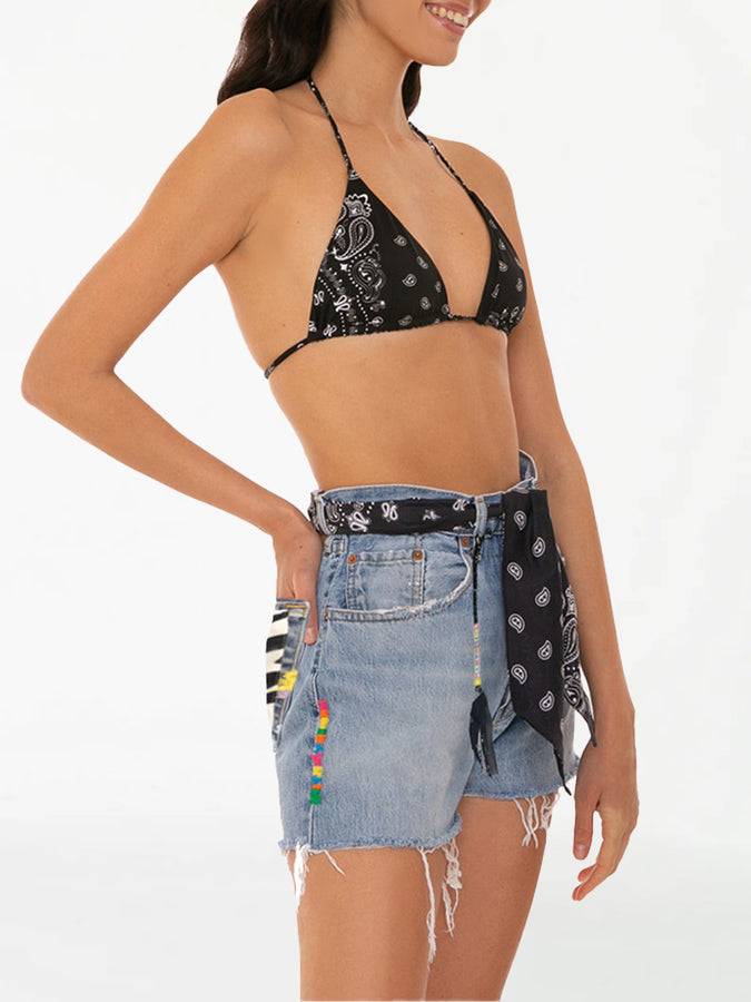 Mc2 Saint Barth Pantaloncini da donna in denim rigenerato con ricami Economico