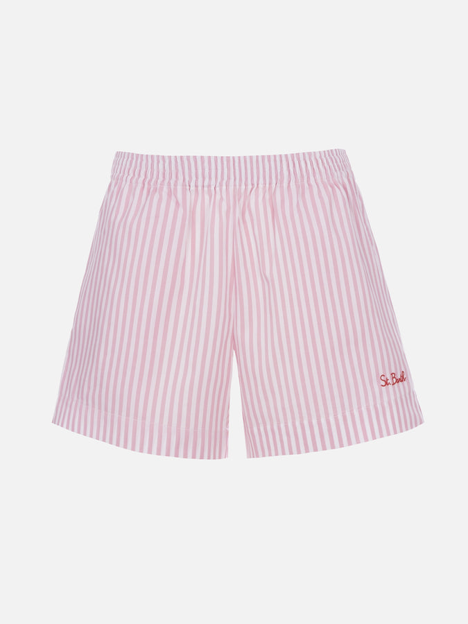 Mc2 Saint Barth Pantaloncini da donna pull up in cotone rigato Meave Vendite Flash