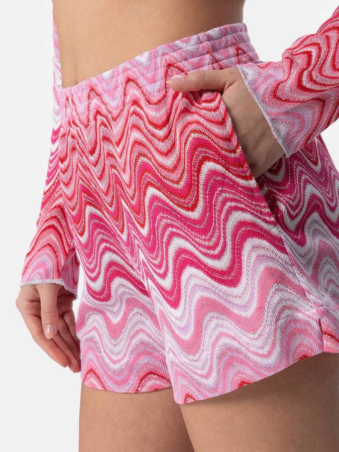 Mc2 Saint Barth Pantaloncini da donna pull up in tessuto maglia Rachel Meave Nuova