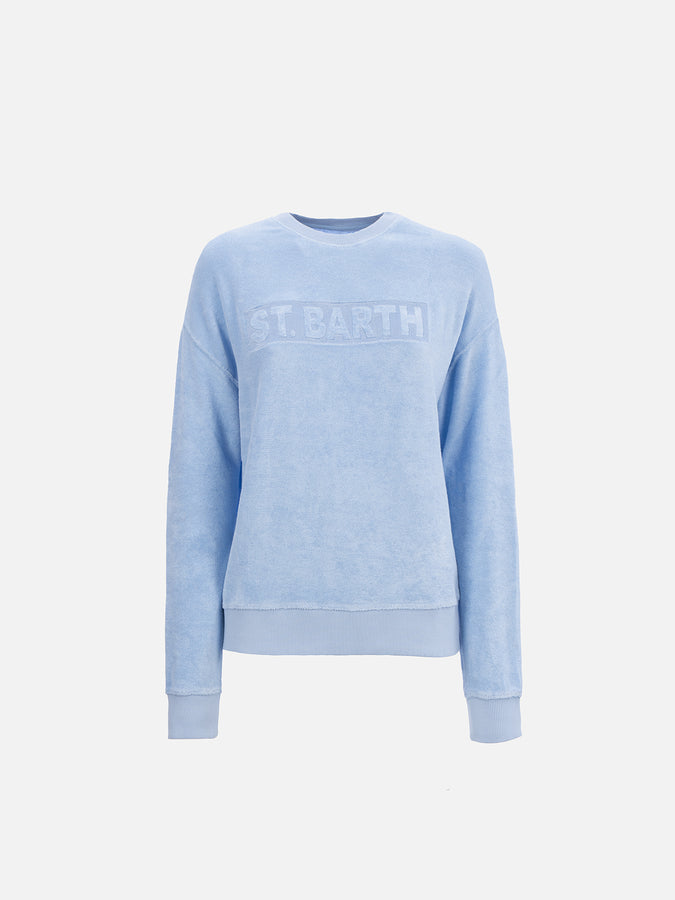 Mc2 Saint Barth Felpa da donna Stardust di cotone spugna di colore azzurro Vendita