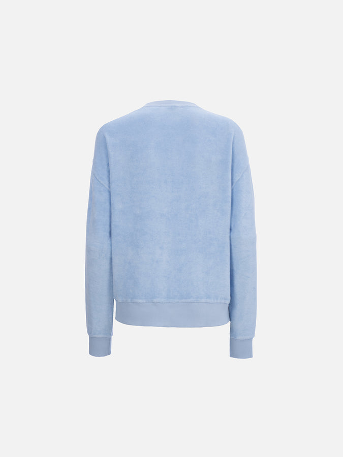 Mc2 Saint Barth Felpa da donna Stardust di cotone spugna di colore azzurro Vendita