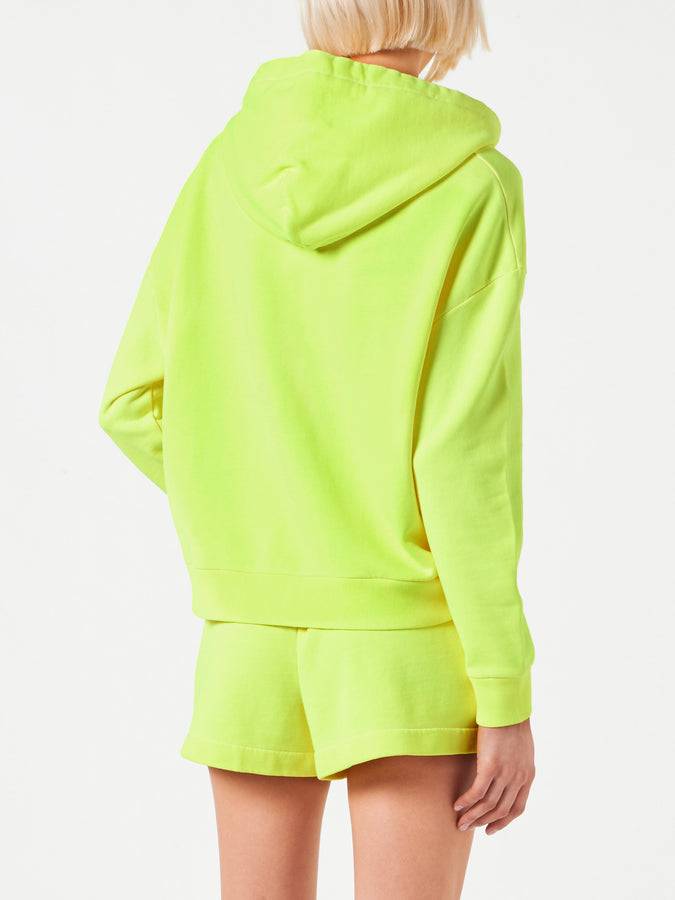 Mc2 Saint Barth Felpa giallo fluo con cappuccio con ricamo St. Barth Promozione Limitata