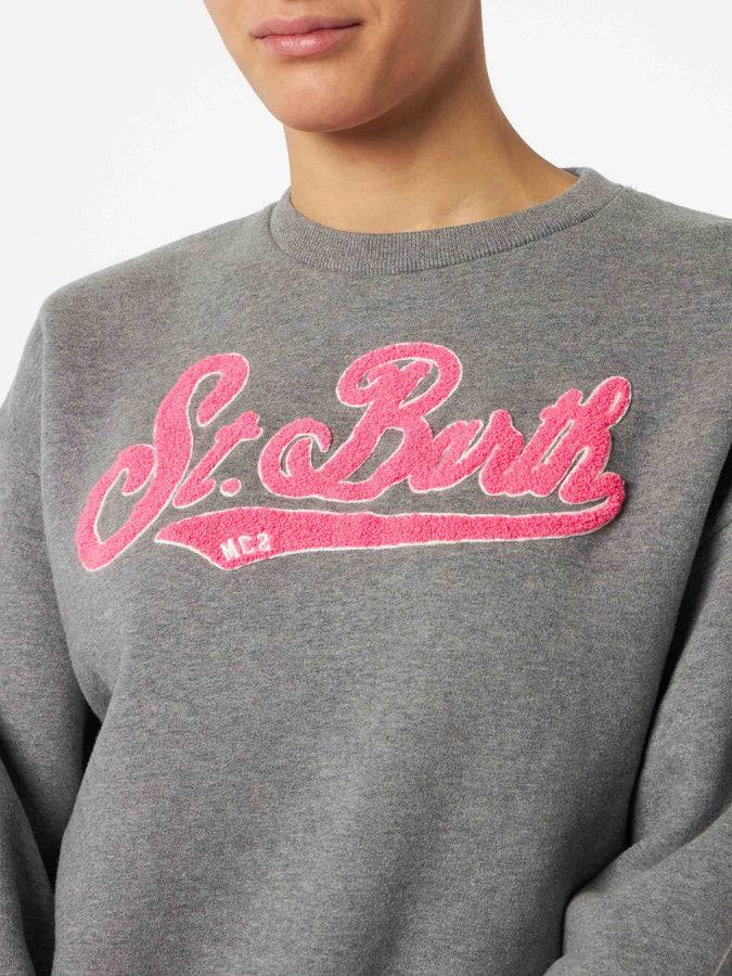 Mc2 Saint Barth Felpa da donna in felpa con logo in spugna rosa Fino Al -60%