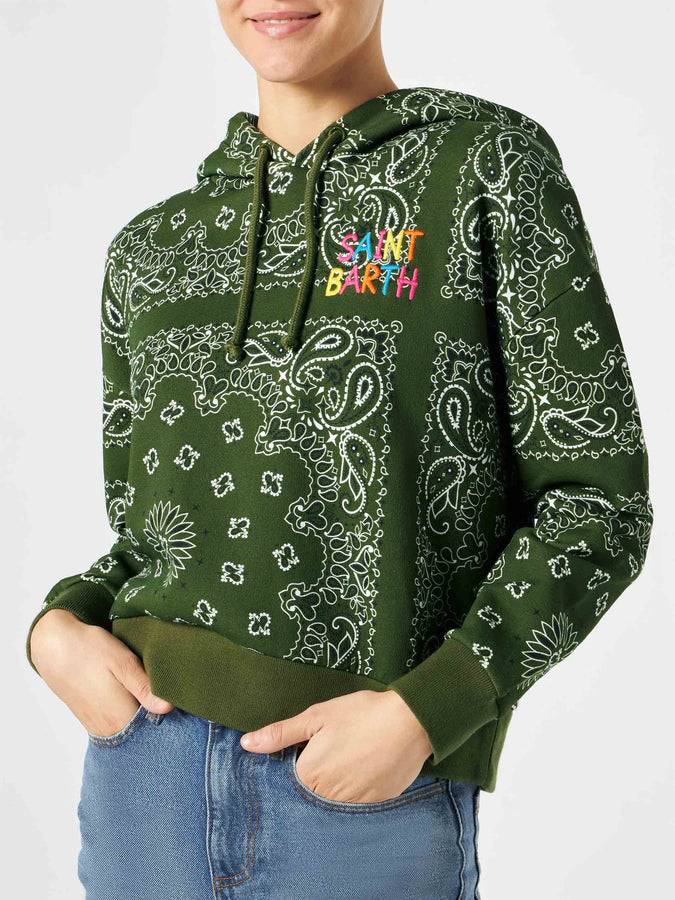 Mc2 Saint Barth Felpa da donna in felpa con cappuccio e stampa bandana Affare Del Giorno