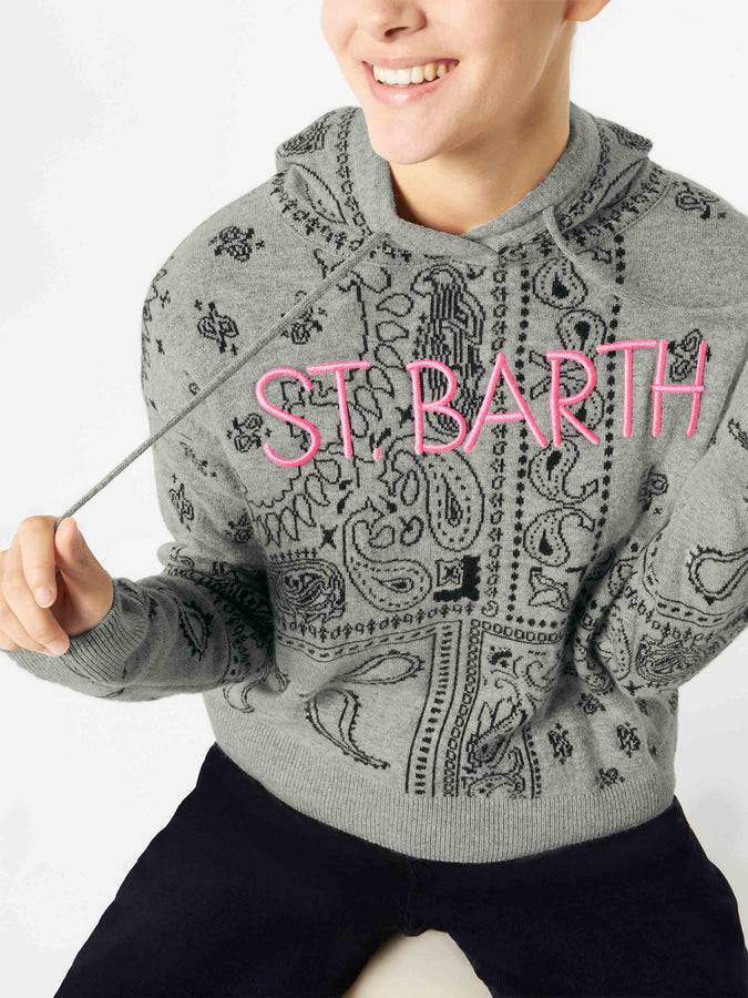 Mc2 Saint Barth Felpa corta da donna in maglia con stampa bandana Offerta