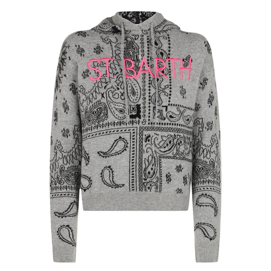 Mc2 Saint Barth Felpa corta da donna in maglia con stampa bandana Offerta