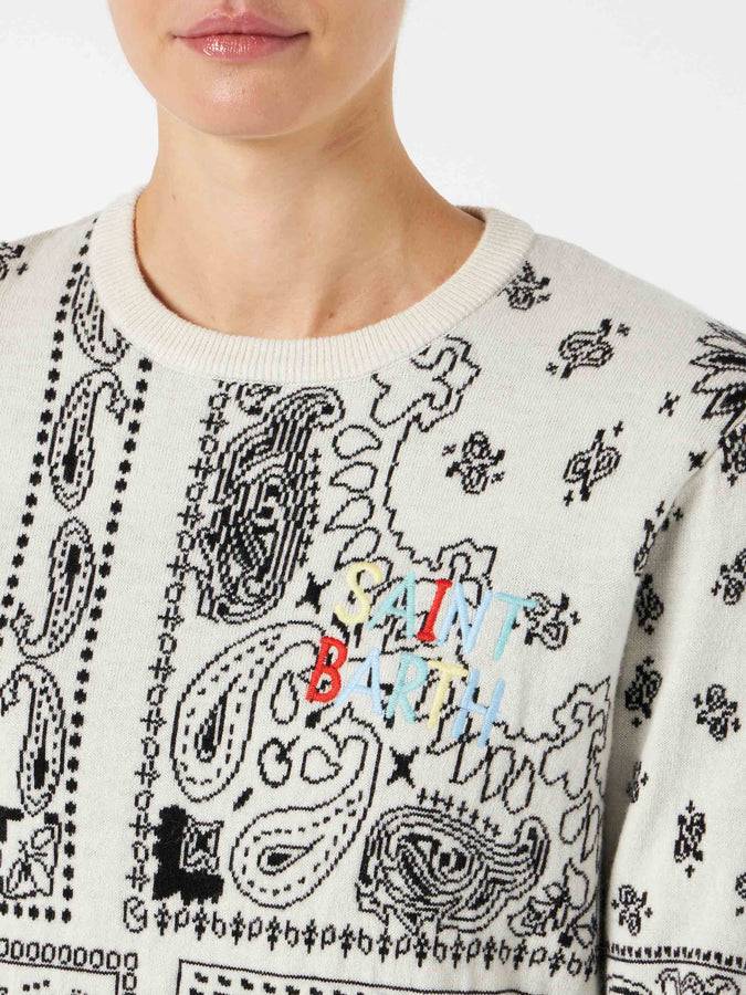 Mc2 Saint Barth Maglia da donna con ricamo stampa bandana Economico
