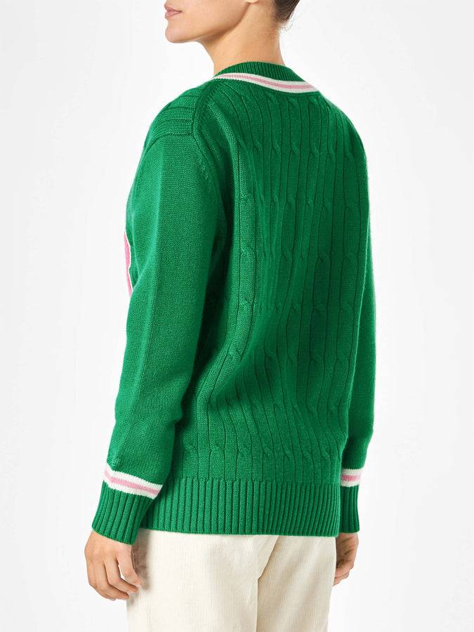 Mc2 Saint Barth Maglia da donna scollo a v intrecciata con patch Hotsell