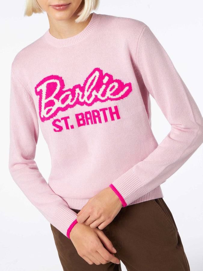 Mc2 Saint Barth Maglia da donna girocollo rosa con stampa Barbie | EDIZIONE SPECIALE BARBIE Vendita Economica