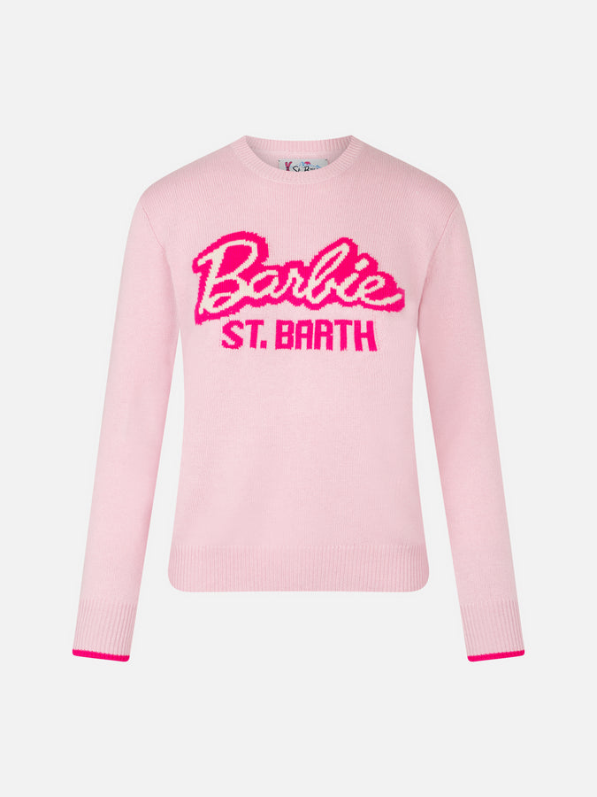 Mc2 Saint Barth Maglia da donna girocollo rosa con stampa Barbie | EDIZIONE SPECIALE BARBIE Vendita Economica
