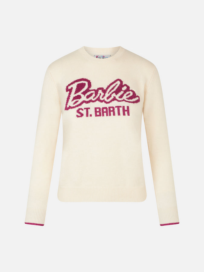 Mc2 Saint Barth Maglia da donna girocollo bianca con stampa Barbie | EDIZIONE SPECIALE BARBIE Saldi Di Fabbrica