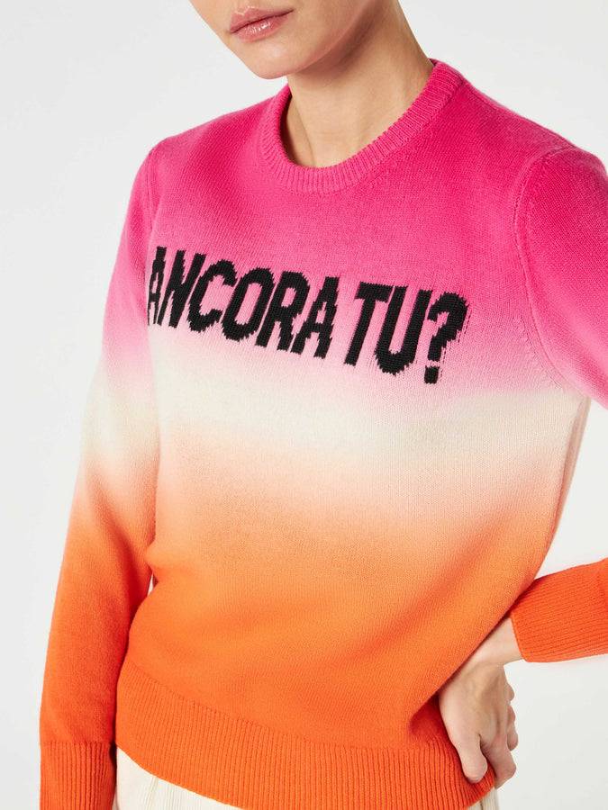 Mc2 Saint Barth Maglia da donna fucsia e arancio degradé con scritta Ancora tu Negozio