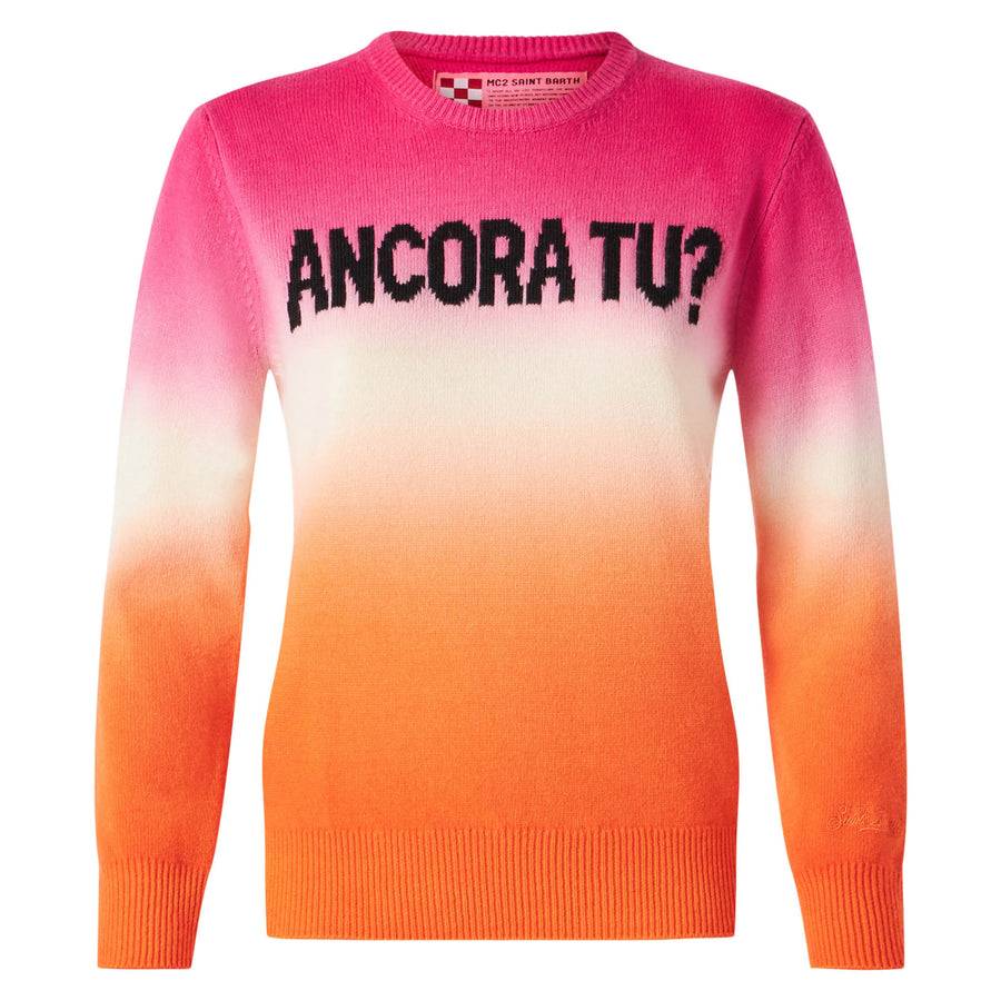 Mc2 Saint Barth Maglia da donna fucsia e arancio degradé con scritta Ancora tu Negozio
