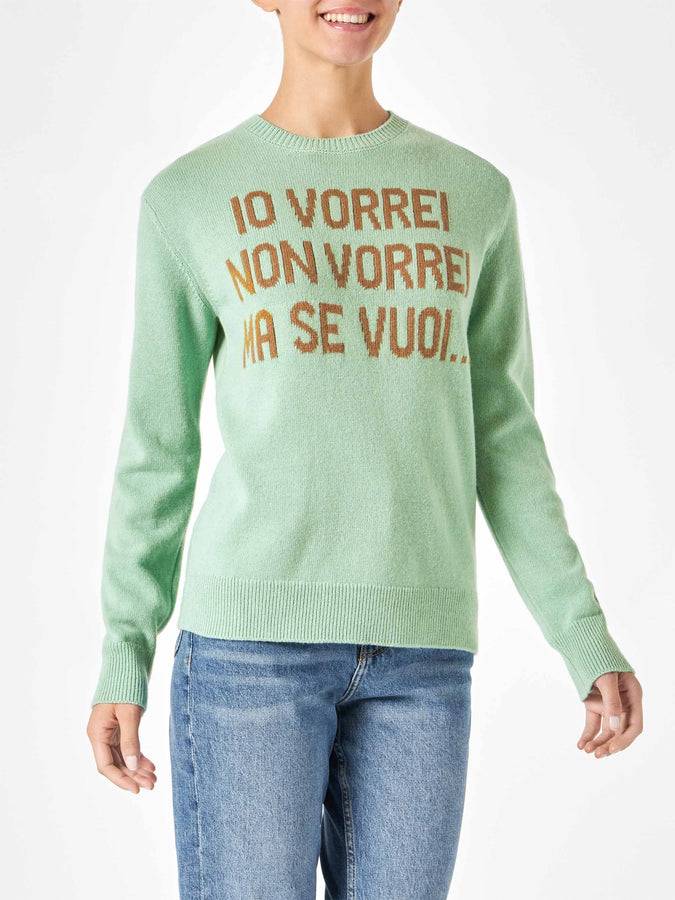 Mc2 Saint Barth Maglia da donna verde con stampa jacquard | EDIZIONE SPECIALE DI NIKI DJ Italia