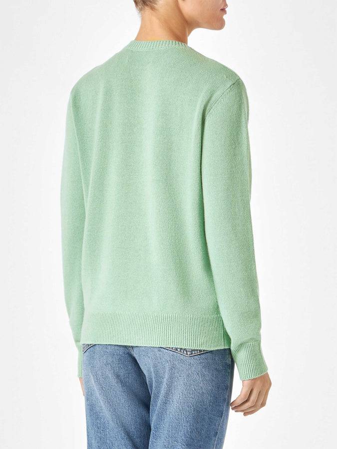 Mc2 Saint Barth Maglia da donna verde con stampa jacquard | EDIZIONE SPECIALE DI NIKI DJ Italia