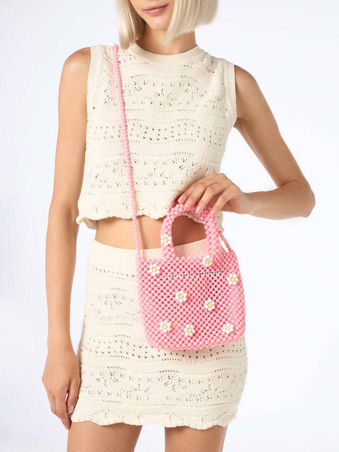 Mc2 Saint Barth Borsa piccola con perline di fiori rosa 2025