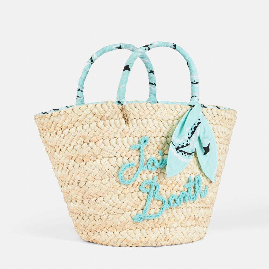 Mc2 Saint Barth Small straw bag Kylie with embroidery and paisley handles Vendita