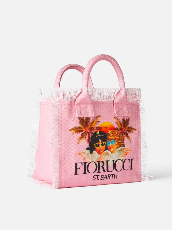 Mc2 Saint Barth Borsa a mano Colette in tela di cotone rosa con stampa Angeli Fiorucci | FIORUCCI SPECIAL EDITION Pezzi Unici
