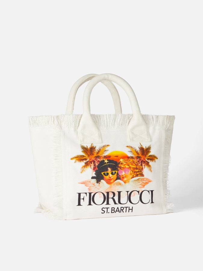 Mc2 Saint Barth Borsa a mano Colette in tela di cotone bianca con stampa Angeli Fiorucci | FIORUCCI SPECIAL EDITION Soddisfazione Garantita