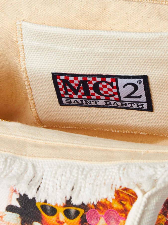 Mc2 Saint Barth Borsa a mano Colette in tela di cotone bianca con stampa Angeli Fiorucci | FIORUCCI SPECIAL EDITION Soddisfazione Garantita