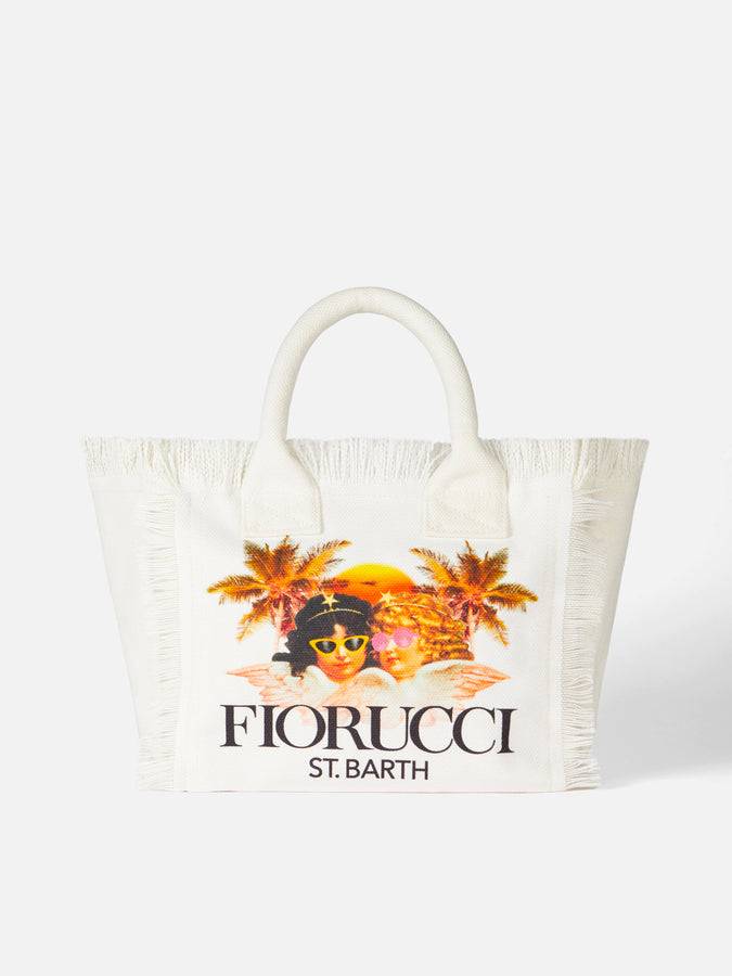 Mc2 Saint Barth Borsa a mano Colette in tela di cotone bianca con stampa Angeli Fiorucci | FIORUCCI SPECIAL EDITION Soddisfazione Garantita