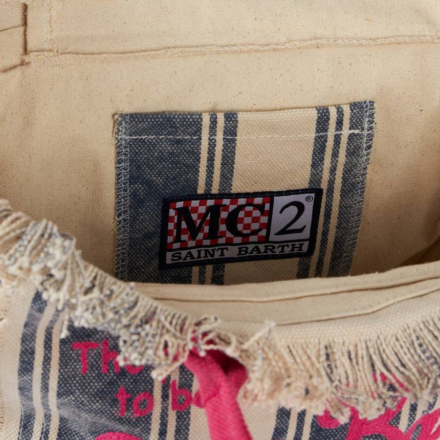 Mc2 Saint Barth Cotton canvas Colette handbag with striped print Qualità Garantita